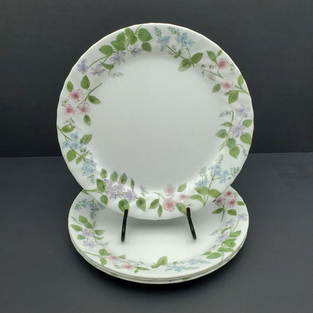 Corelle Delicate Array Dinner Plates Swirl Rim Floral Plates